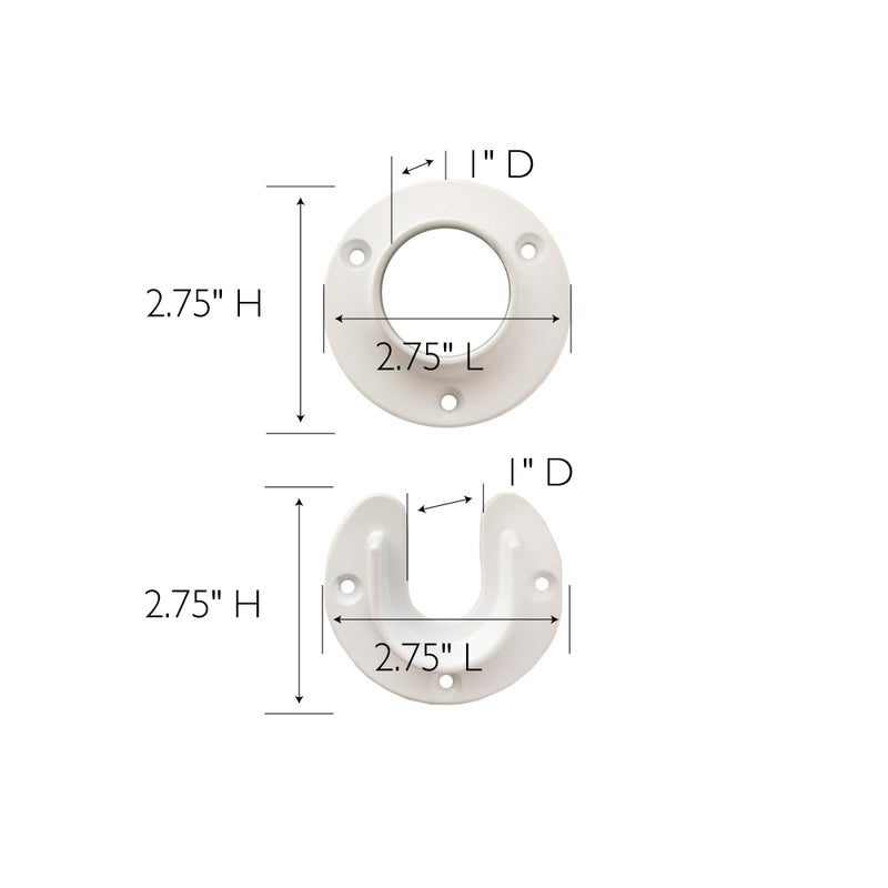 Design House Closet Rod Brackets, Fits Standard Closet Rods, Durable, White, 5-Pack Closet Rod Support Sockets, 2.75 in. Diameter x 0.88 in.W, 182717 - Image 2